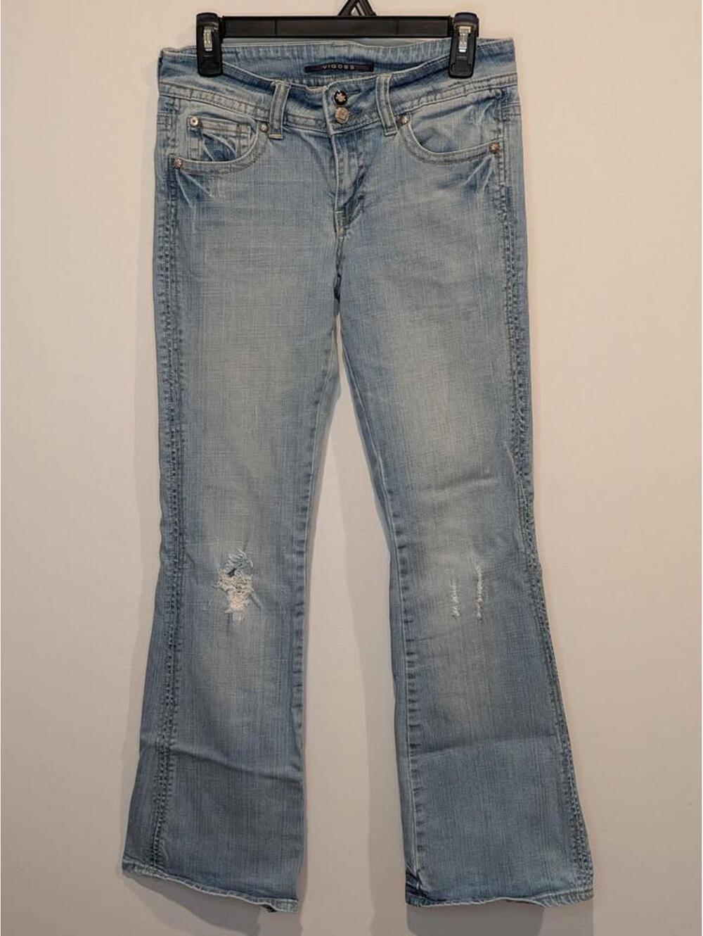 Vigoss Light Wash Distressed Bootcut Jeans size 3